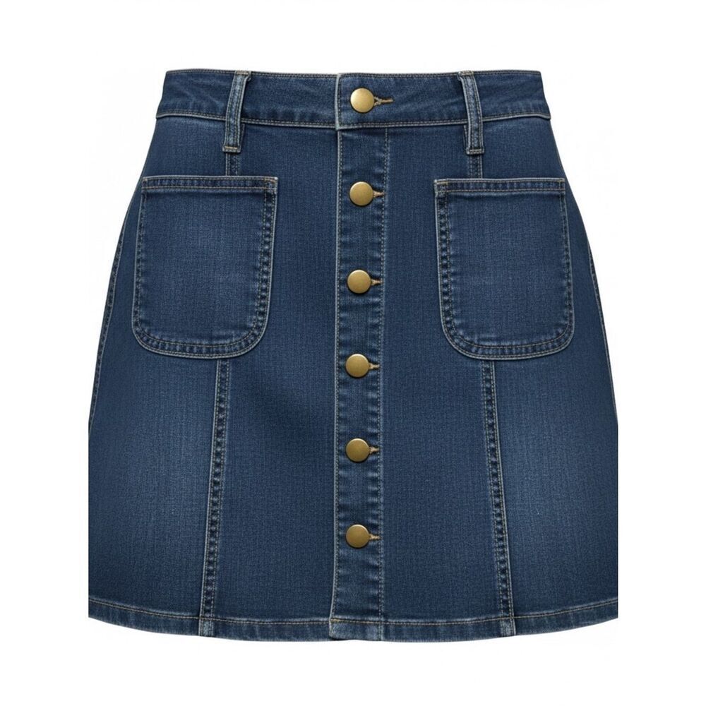 Altar'd StateāSkirt Womens XS Blue Denim A-Line Mini High Waist Snap